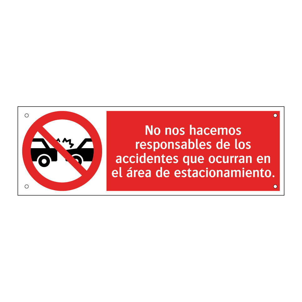 No nos hacemos responsables de los accidentes que ocurran en el área de estacionamiento.