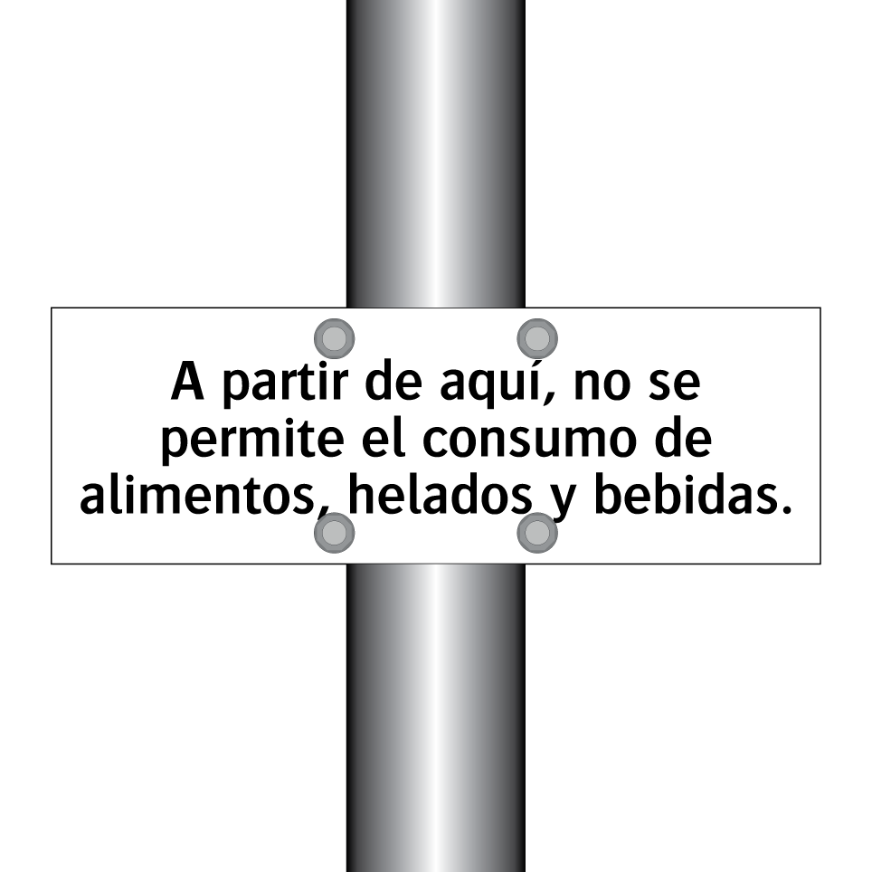 A partir de aquí, no se permite el consumo de alimentos, helados y bebidas.