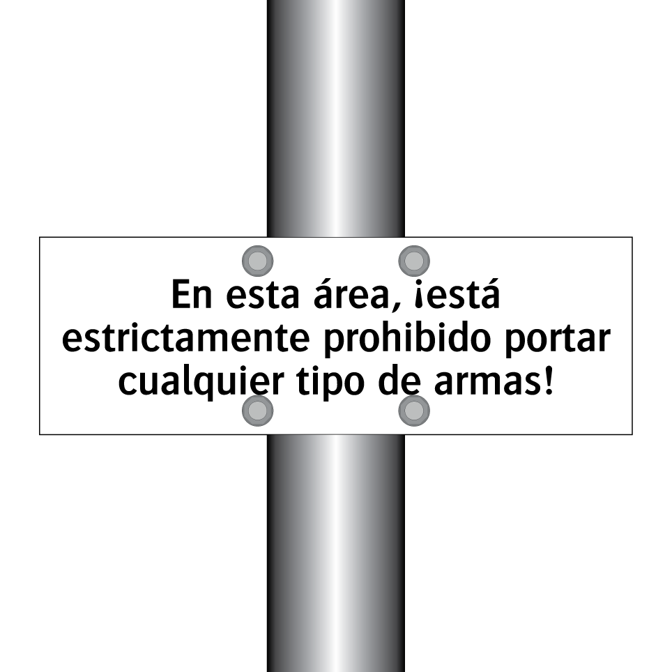 En esta área, ¡está estrictamente prohibido portar cualquier tipo de armas!