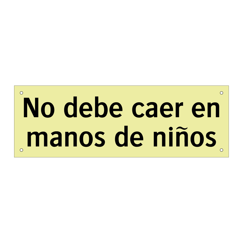 No debe caer en manos de niños