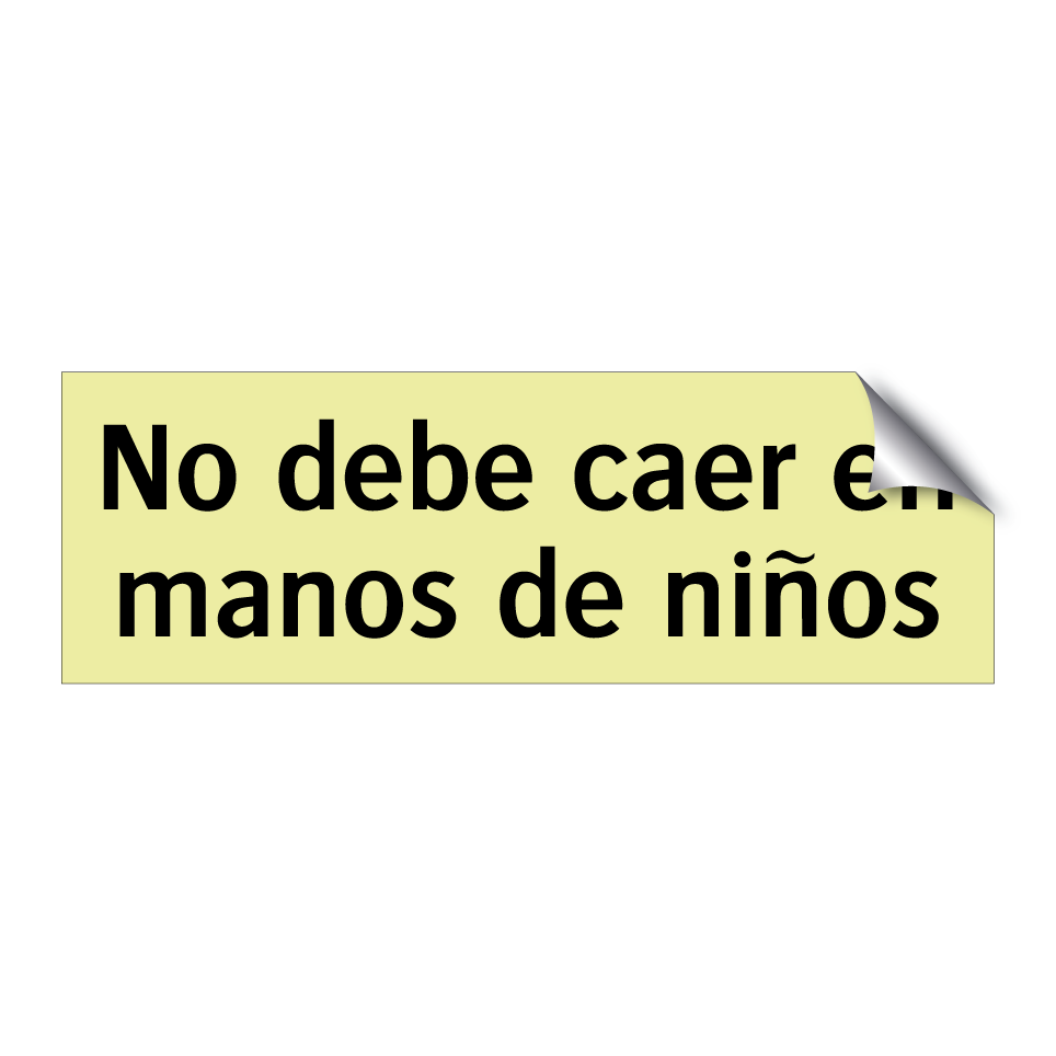No debe caer en manos de niños