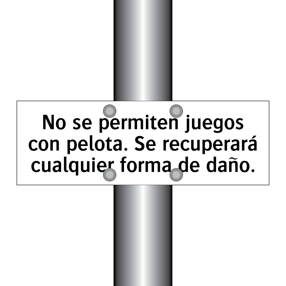 No se permiten juegos con pelota. Se recuperará cualquier forma de daño.