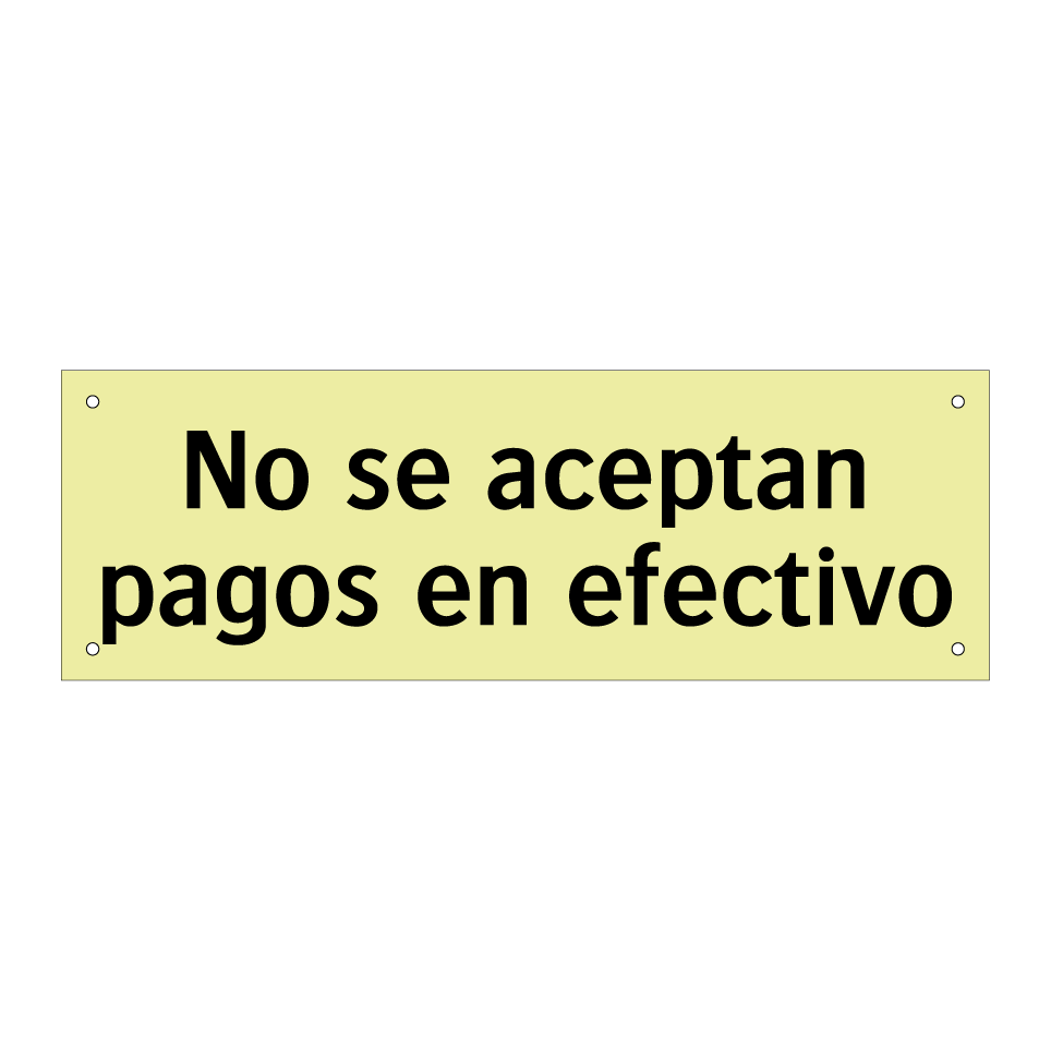 No se aceptan pagos en efectivo