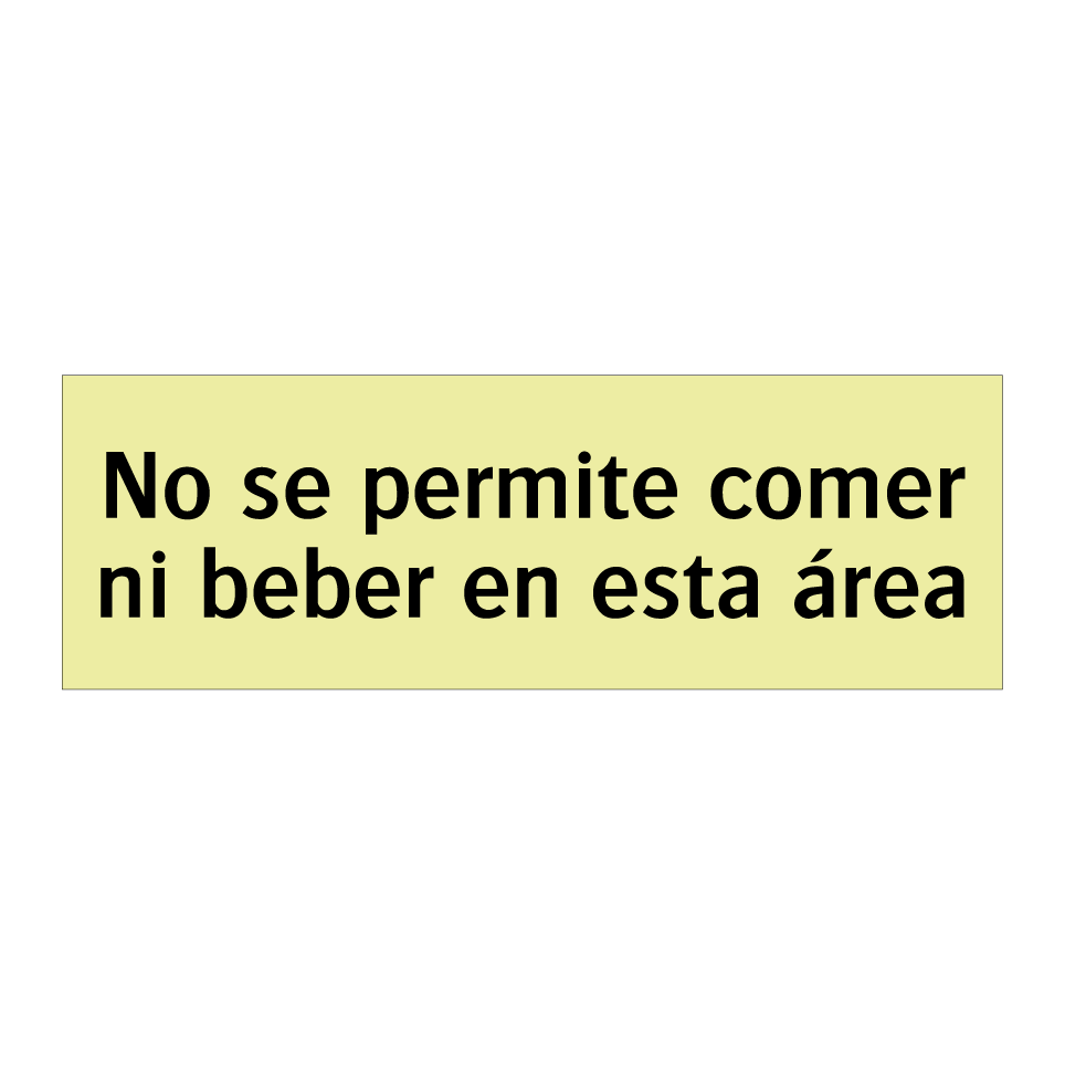 No se permite comer ni beber en esta área