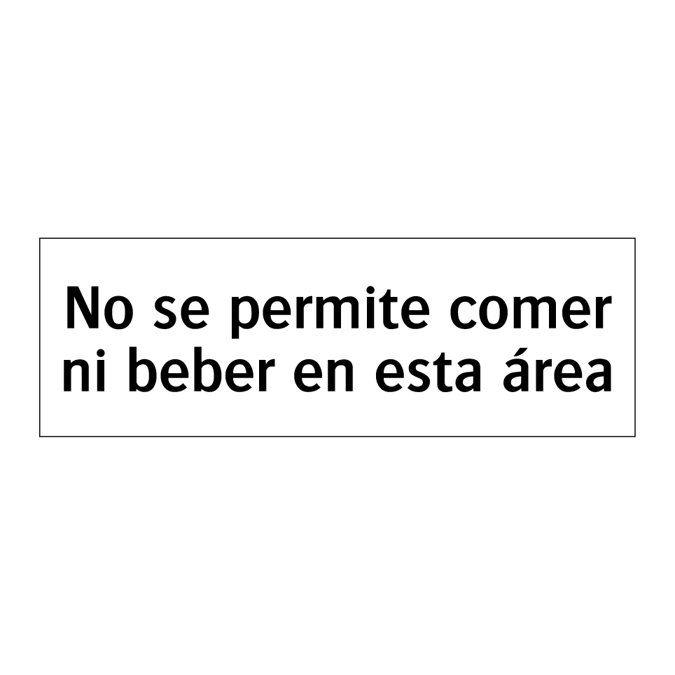 No se permite comer ni beber en esta área