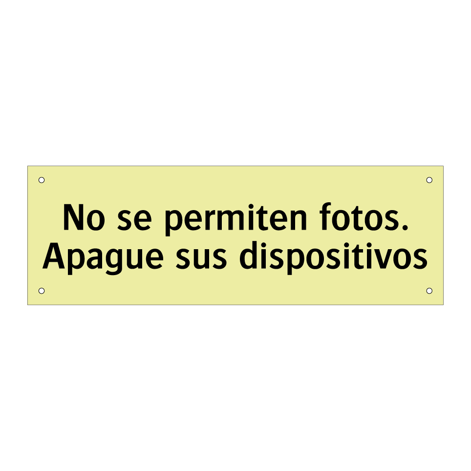 No se permiten fotos. Apague sus dispositivos