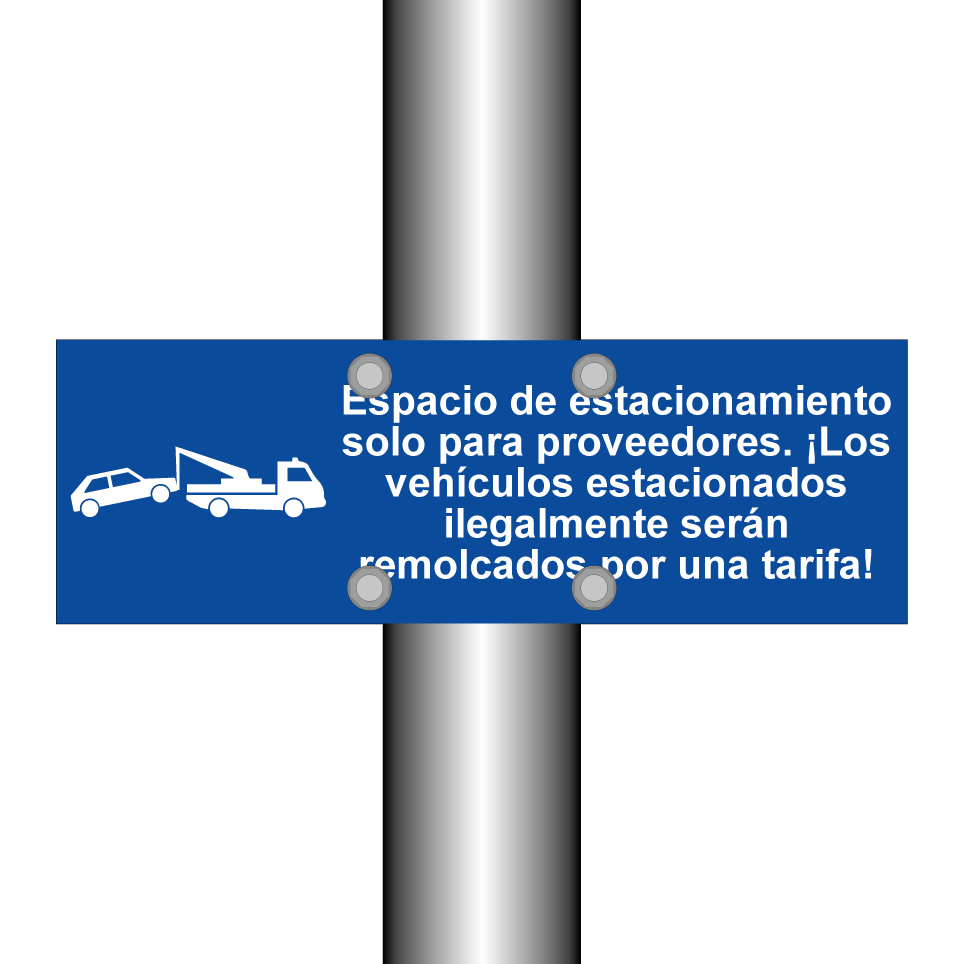 Espacio de estacionamiento solo para proveedores. ¡Los vehículos estacionados ilegalmente serán remolcados por una tarifa!