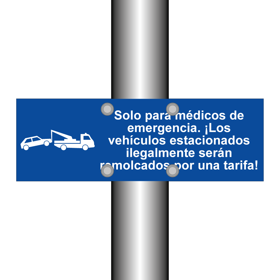 Solo para médicos de emergencia. ¡Los vehículos estacionados ilegalmente serán remolcados por una tarifa!