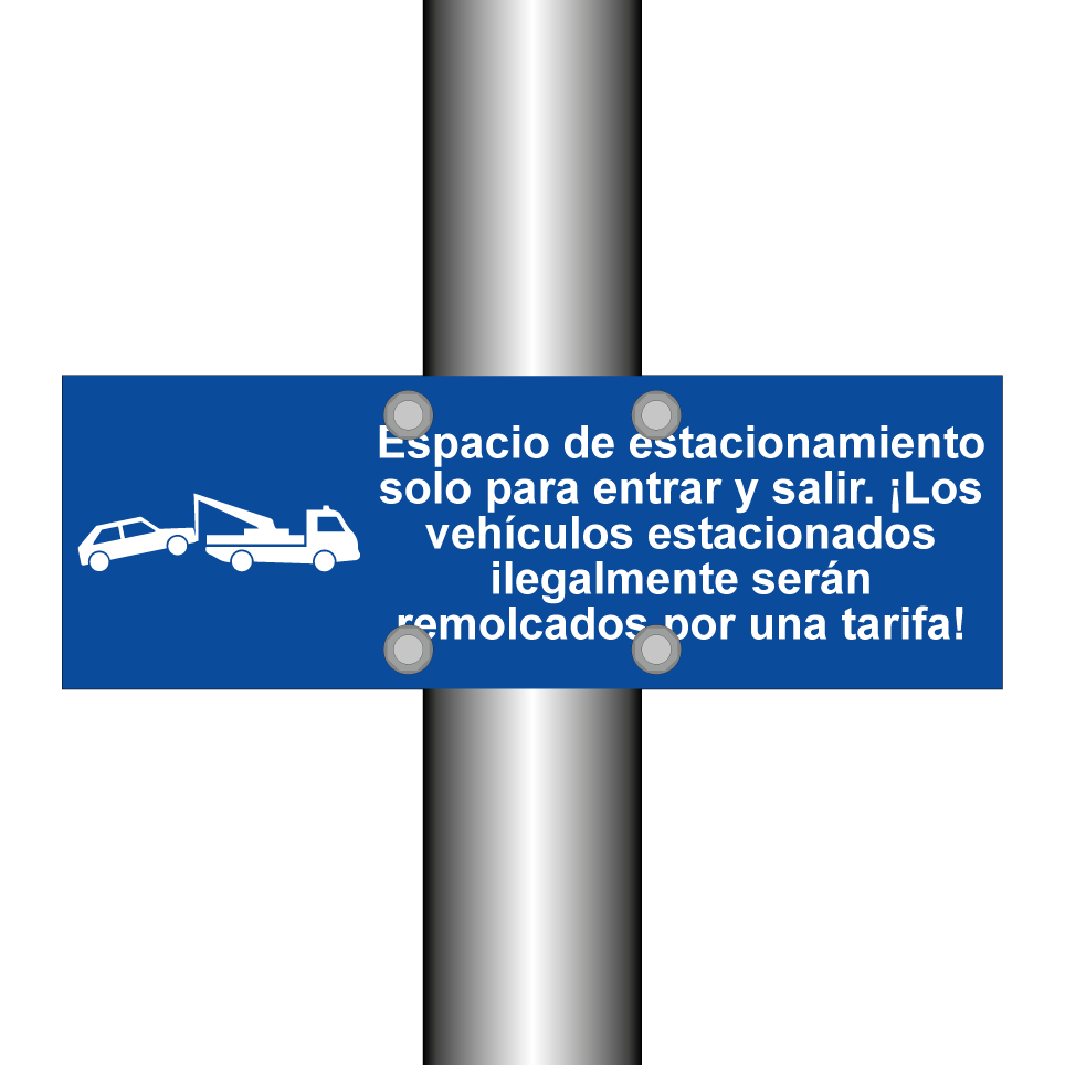 Espacio de estacionamiento solo para entrar y salir. ¡Los vehículos estacionados ilegalmente serán remolcados por una tarifa!
