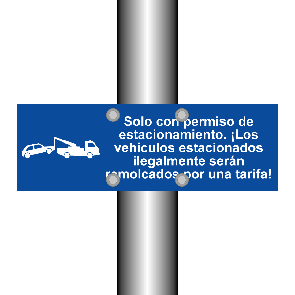 Solo con permiso de estacionamiento. ¡Los vehículos estacionados ilegalmente serán remolcados por una tarifa!