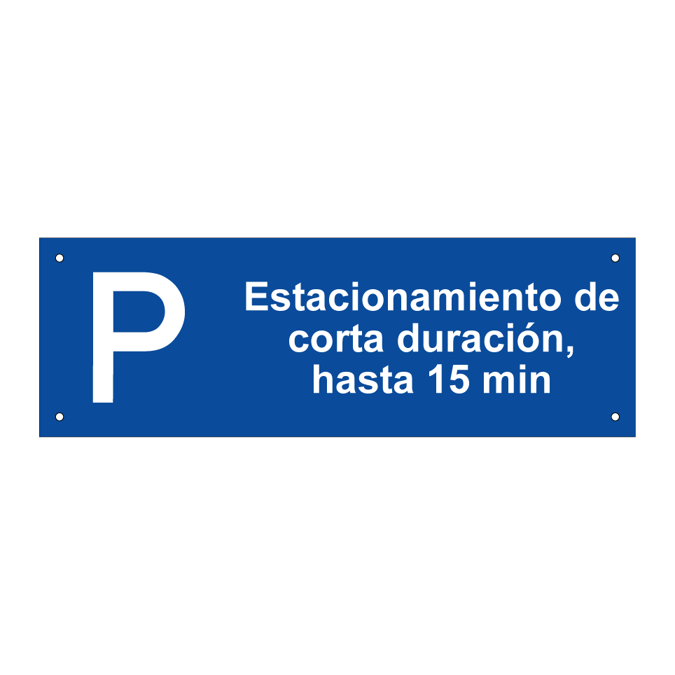 Estacionamiento de corta duración, hasta 15 min