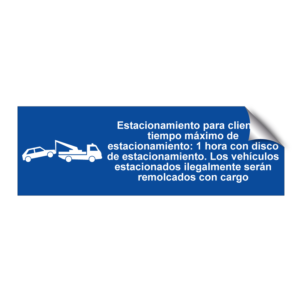 Estacionamiento para clientes, tiempo máximo de estacionamiento: 1 hora con disco de estacionamiento. Los vehículos estacionados ilegalmente serán remolcados con cargo