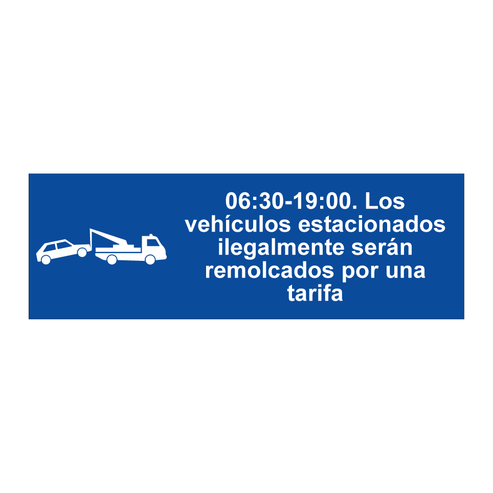 06:30-19:00. Los vehículos estacionados ilegalmente serán remolcados por una tarifa