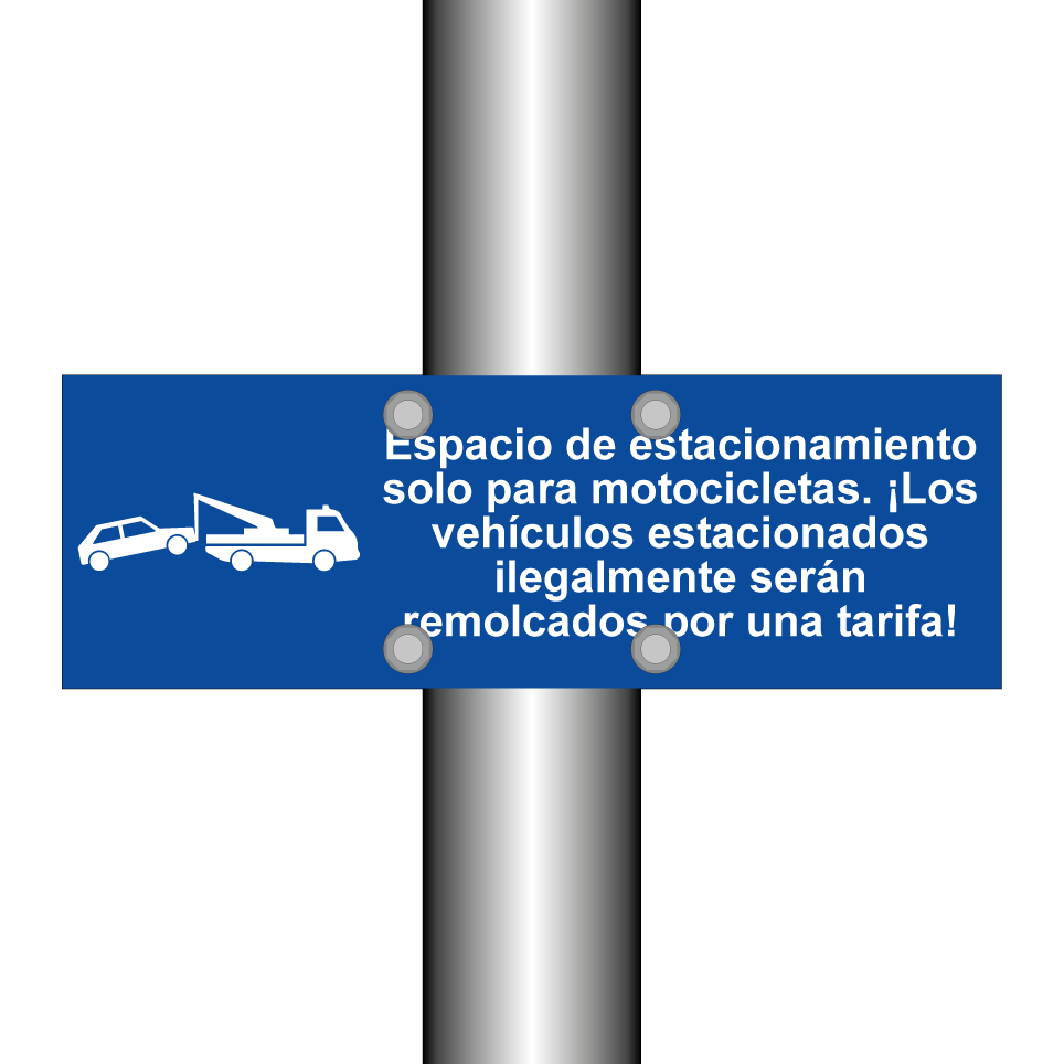 Espacio de estacionamiento solo para motocicletas. ¡Los vehículos estacionados ilegalmente serán remolcados por una tarifa!