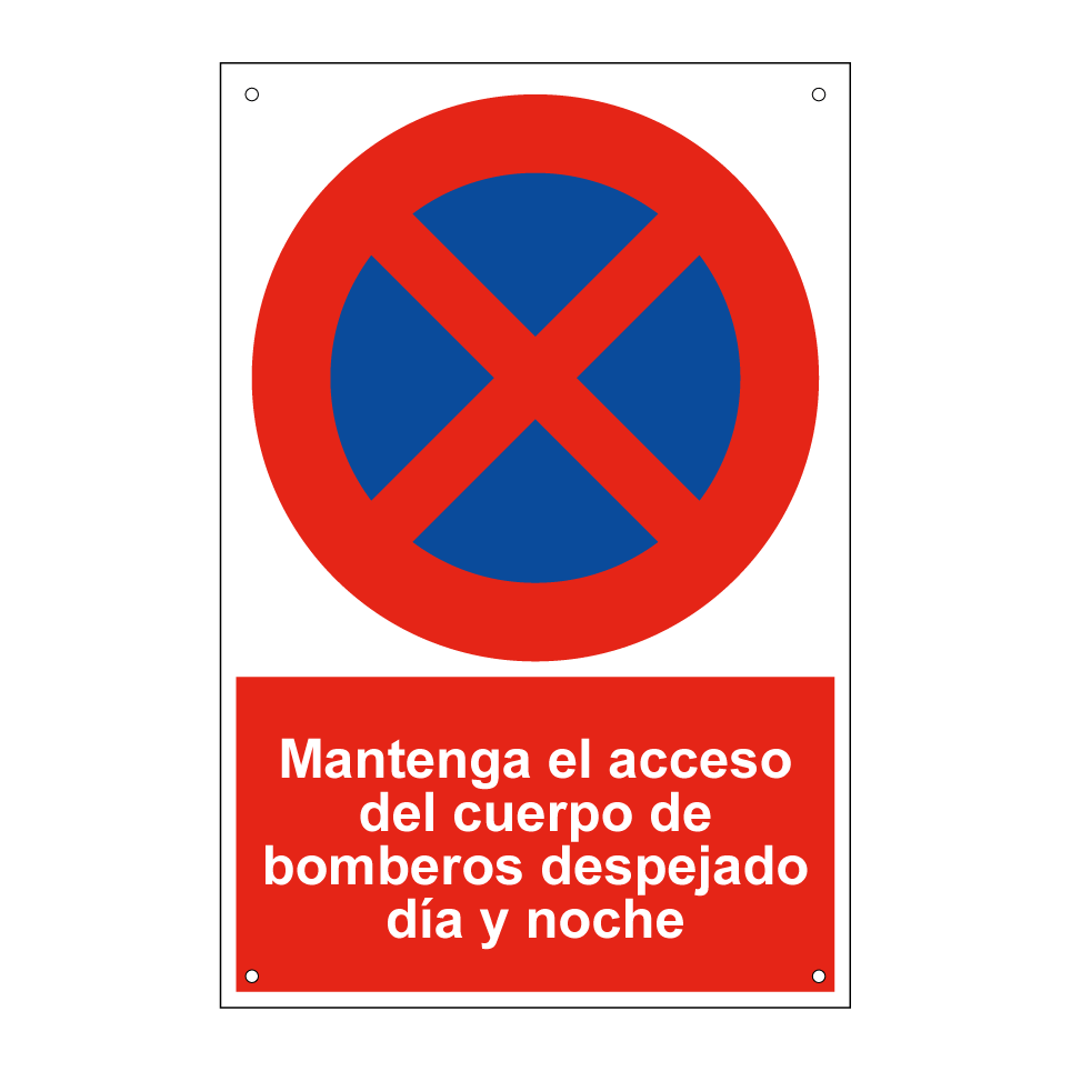 Mantenga el acceso del cuerpo de bomberos despejado día y noche