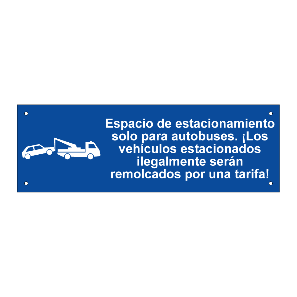 Espacio de estacionamiento solo para autobuses. ¡Los vehículos estacionados ilegalmente serán remolcados por una tarifa!