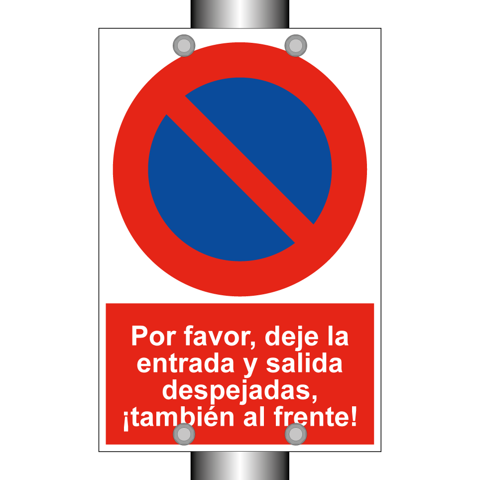 Por favor, deje la entrada y salida despejadas, ¡también al frente!