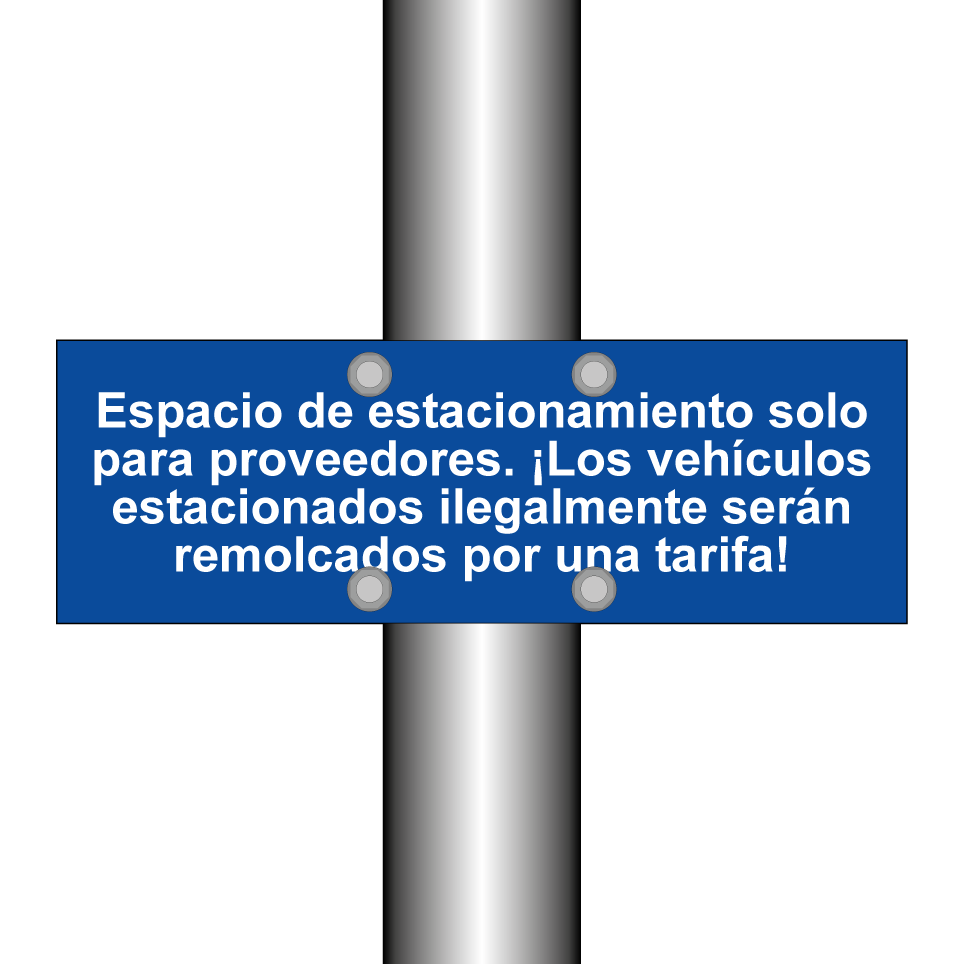 Espacio de estacionamiento solo para proveedores. ¡Los vehículos estacionados ilegalmente serán remolcados por una tarifa!