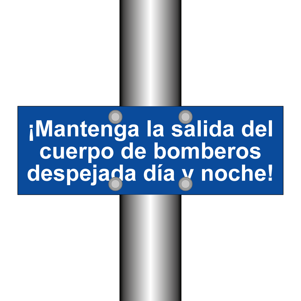 ¡Mantenga la salida del cuerpo de bomberos despejada día y noche!