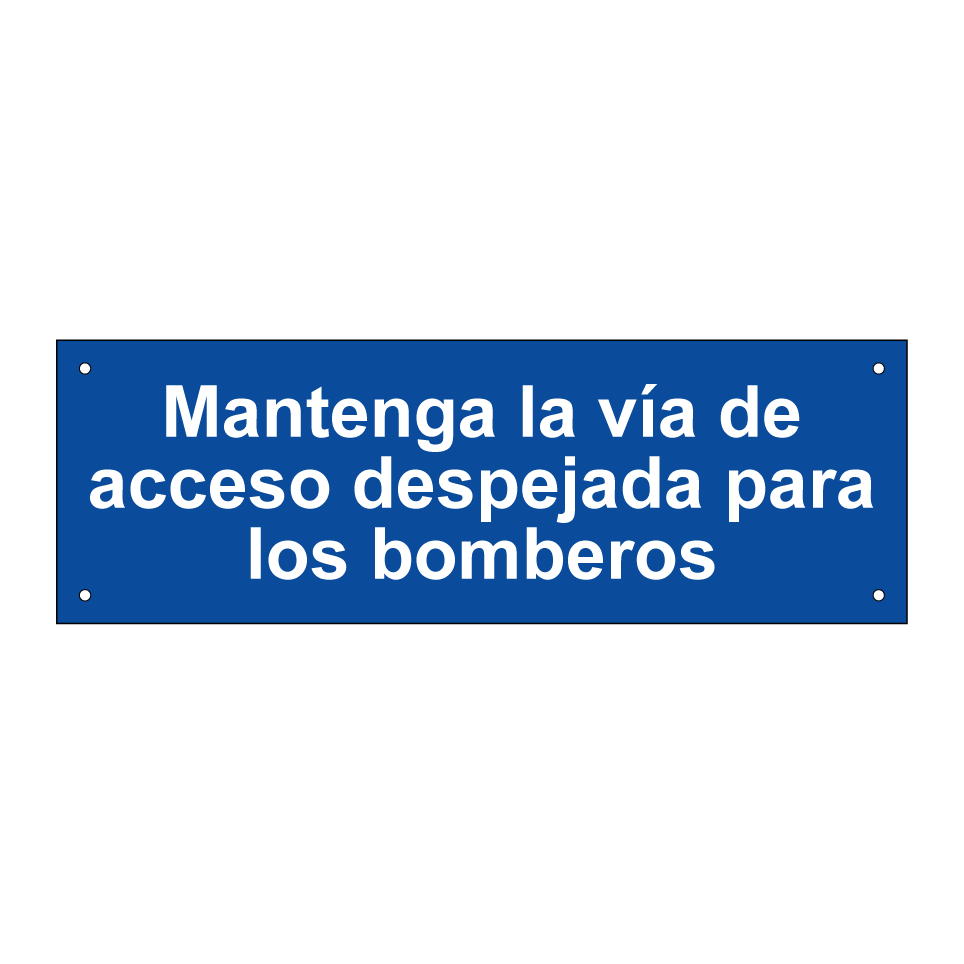 Mantenga la vía de acceso despejada para los bomberos