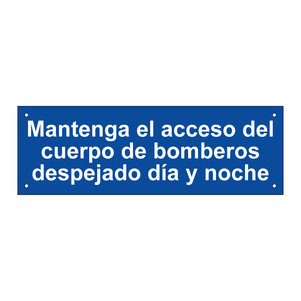 Mantenga el acceso del cuerpo de bomberos despejado día y noche