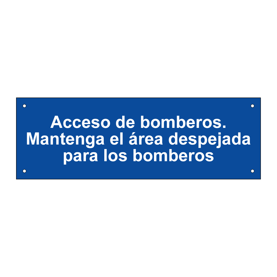 Acceso de bomberos. Mantenga el área despejada para los bomberos