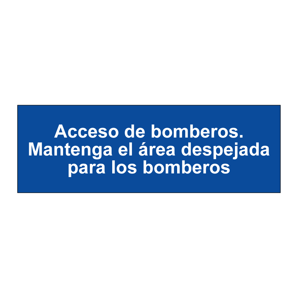 Acceso de bomberos. Mantenga el área despejada para los bomberos