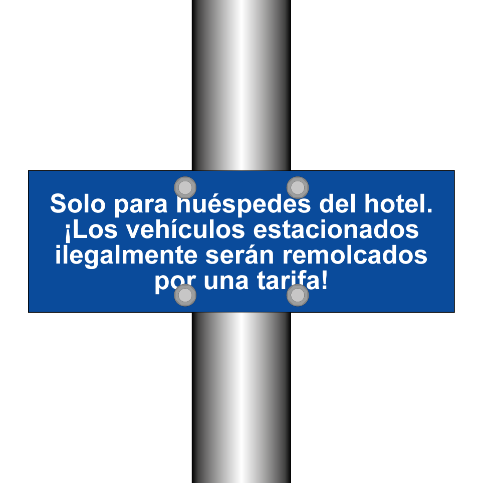 Solo para huéspedes del hotel. ¡Los vehículos estacionados ilegalmente serán remolcados por una tarifa!