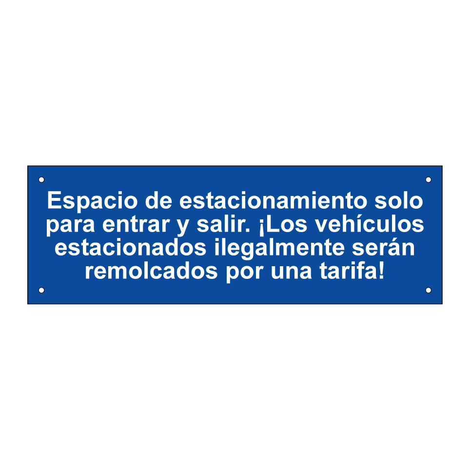 Espacio de estacionamiento solo para entrar y salir. ¡Los vehículos estacionados ilegalmente serán remolcados por una tarifa!