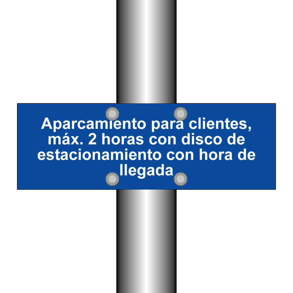 Aparcamiento para clientes, máx. 2 horas con disco de estacionamiento con hora de llegada