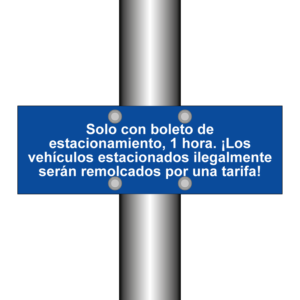 Solo con boleto de estacionamiento, 1 hora. ¡Los vehículos estacionados ilegalmente serán remolcados por una tarifa!