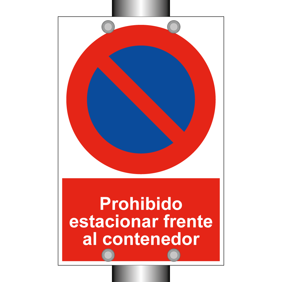 Prohibido estacionar frente al contenedor