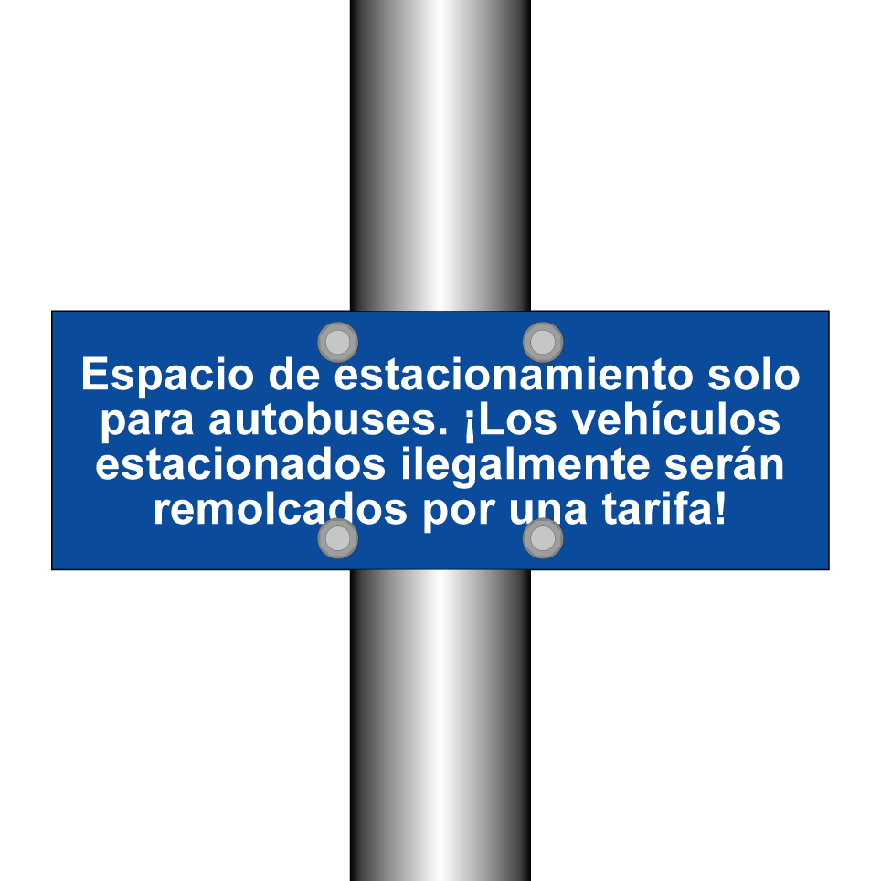 Espacio de estacionamiento solo para autobuses. ¡Los vehículos estacionados ilegalmente serán remolcados por una tarifa!