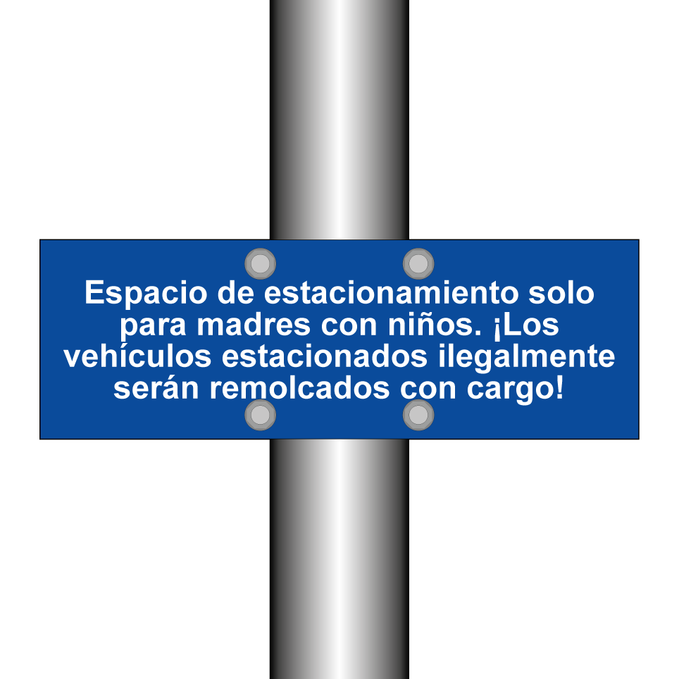Espacio de estacionamiento solo para madres con niños. ¡Los vehículos estacionados ilegalmente serán remolcados con cargo!