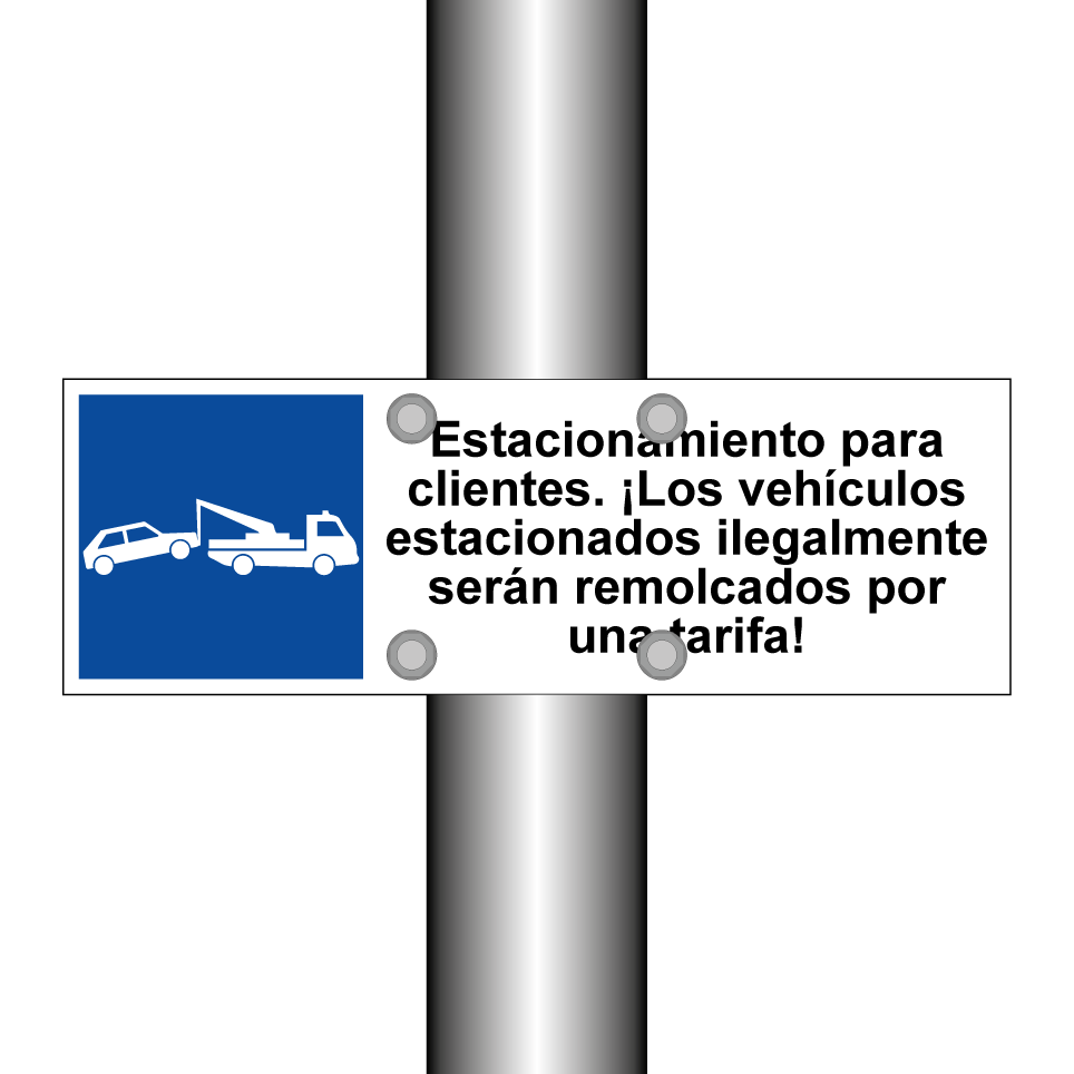 Estacionamiento para clientes. ¡Los vehículos estacionados ilegalmente serán remolcados por una tarifa!