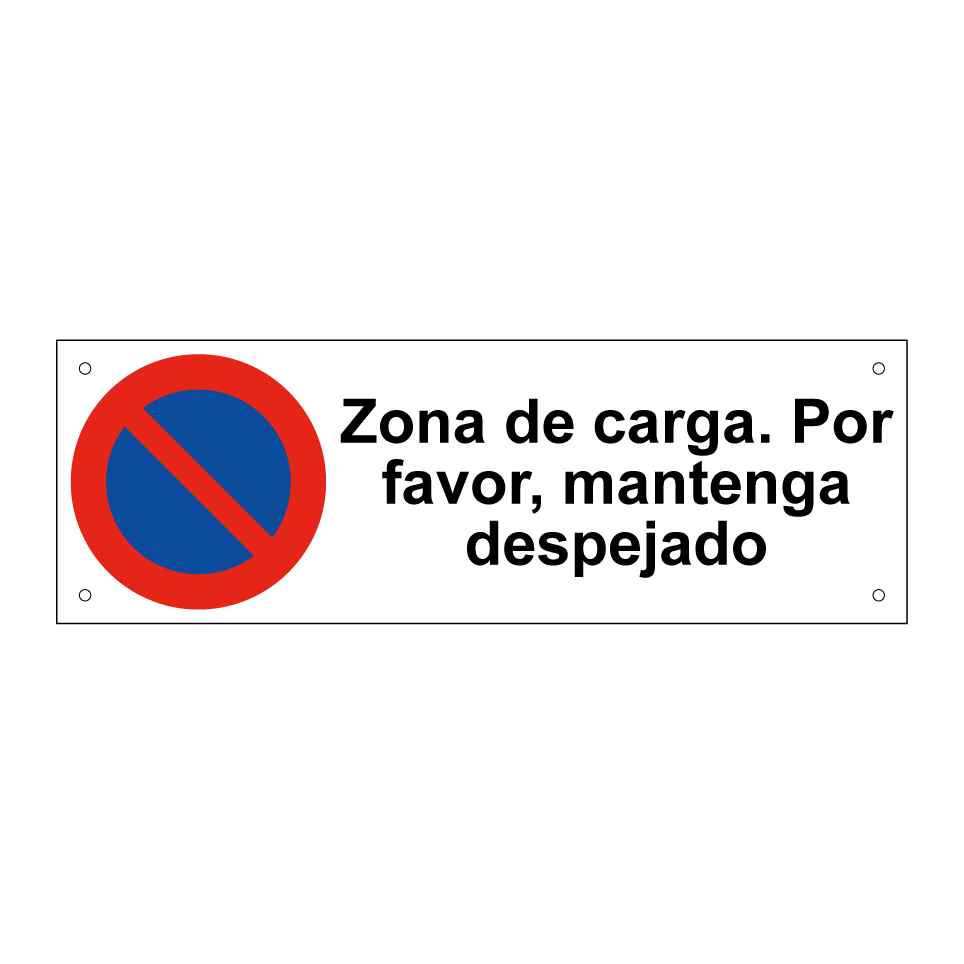 Zona de carga. Por favor, mantenga despejado