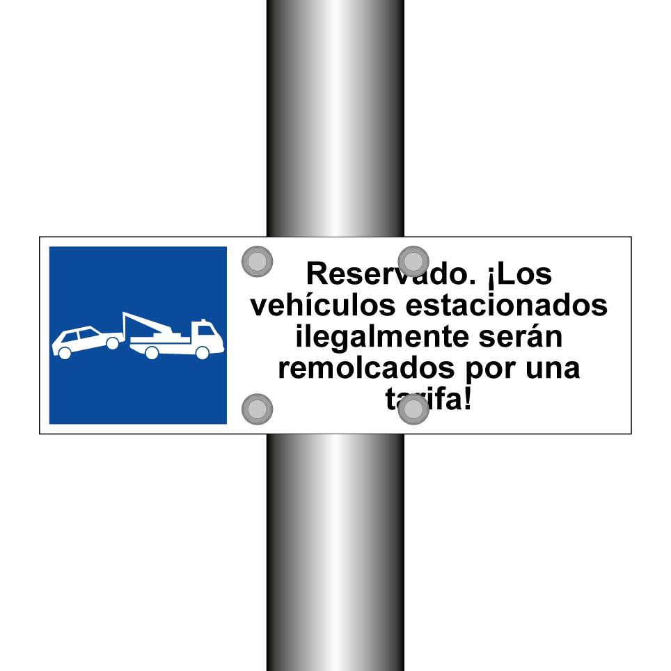 Reservado. ¡Los vehículos estacionados ilegalmente serán remolcados por una tarifa!