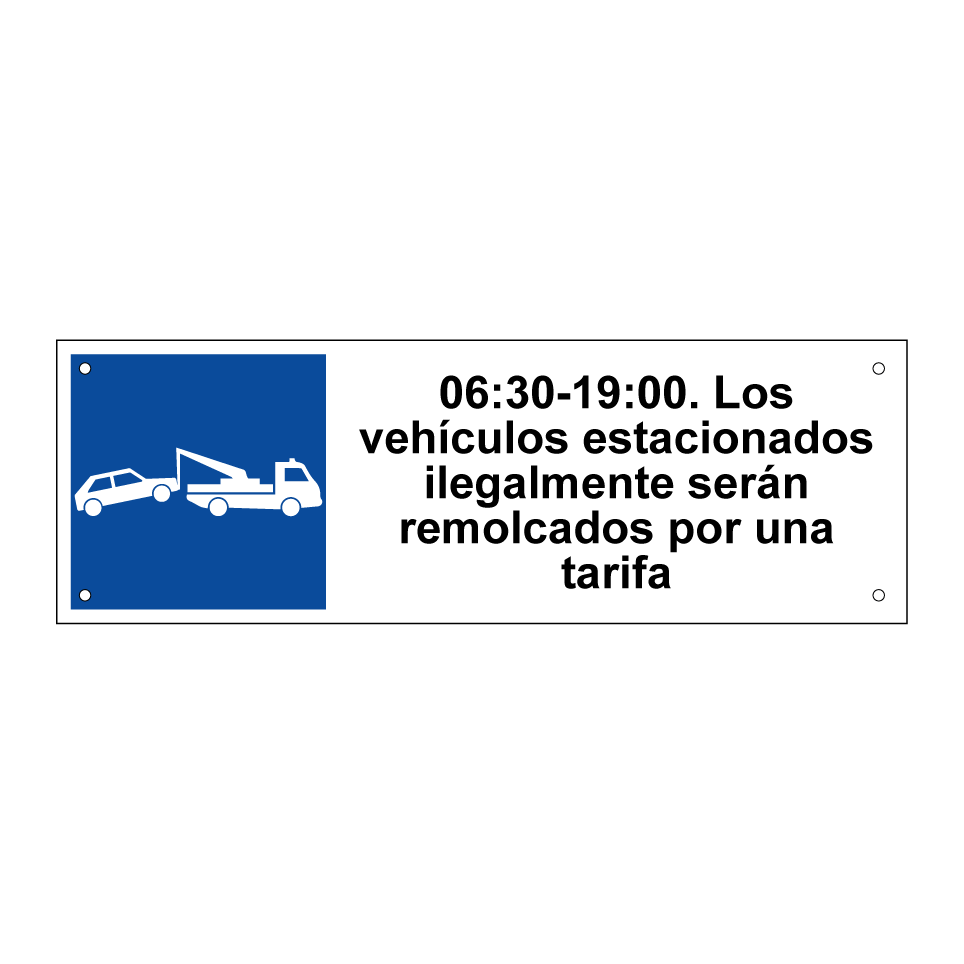 06:30-19:00. Los vehículos estacionados ilegalmente serán remolcados por una tarifa