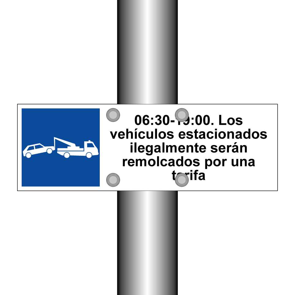 06:30-19:00. Los vehículos estacionados ilegalmente serán remolcados por una tarifa