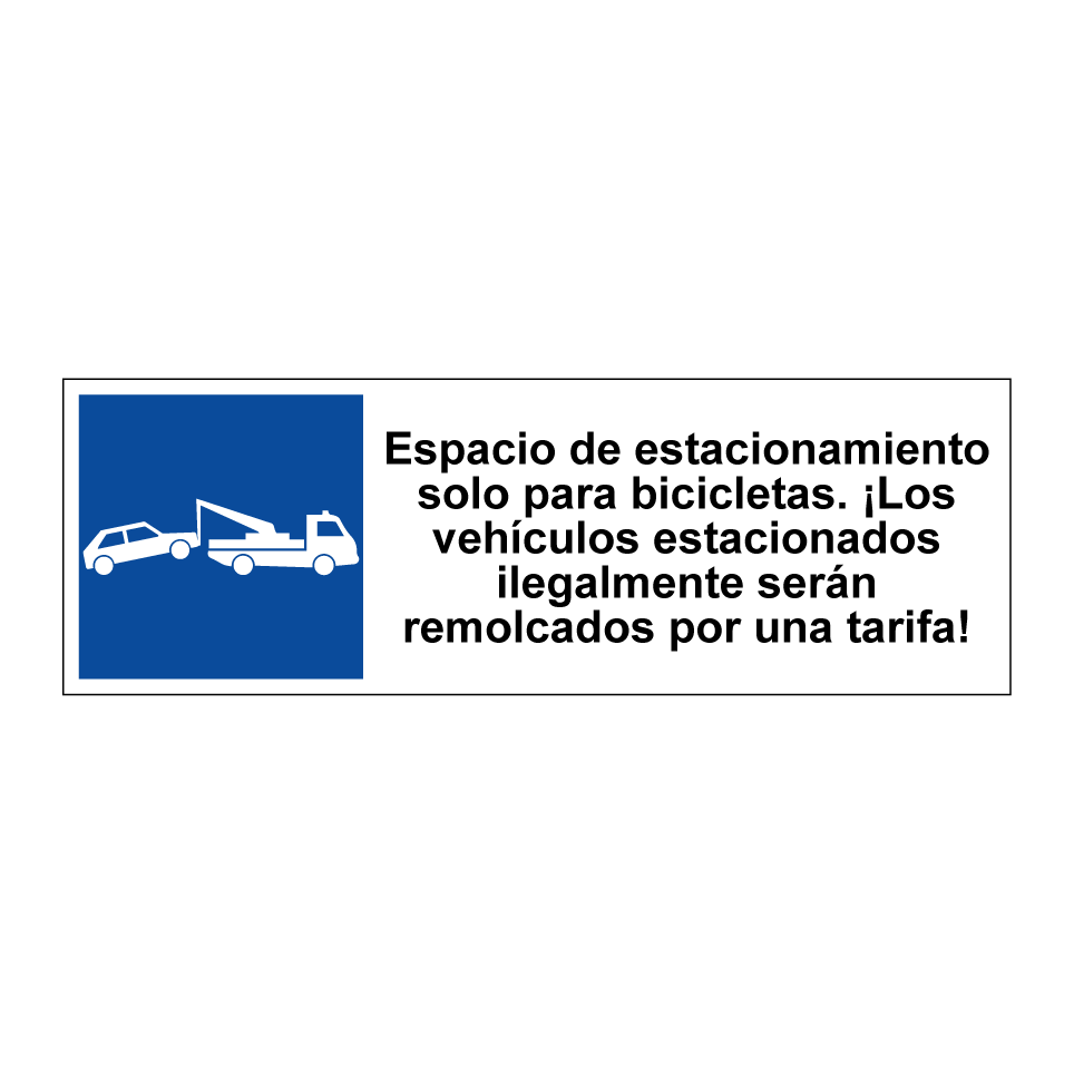 Espacio de estacionamiento solo para bicicletas. ¡Los vehículos estacionados ilegalmente serán remolcados por una tarifa!