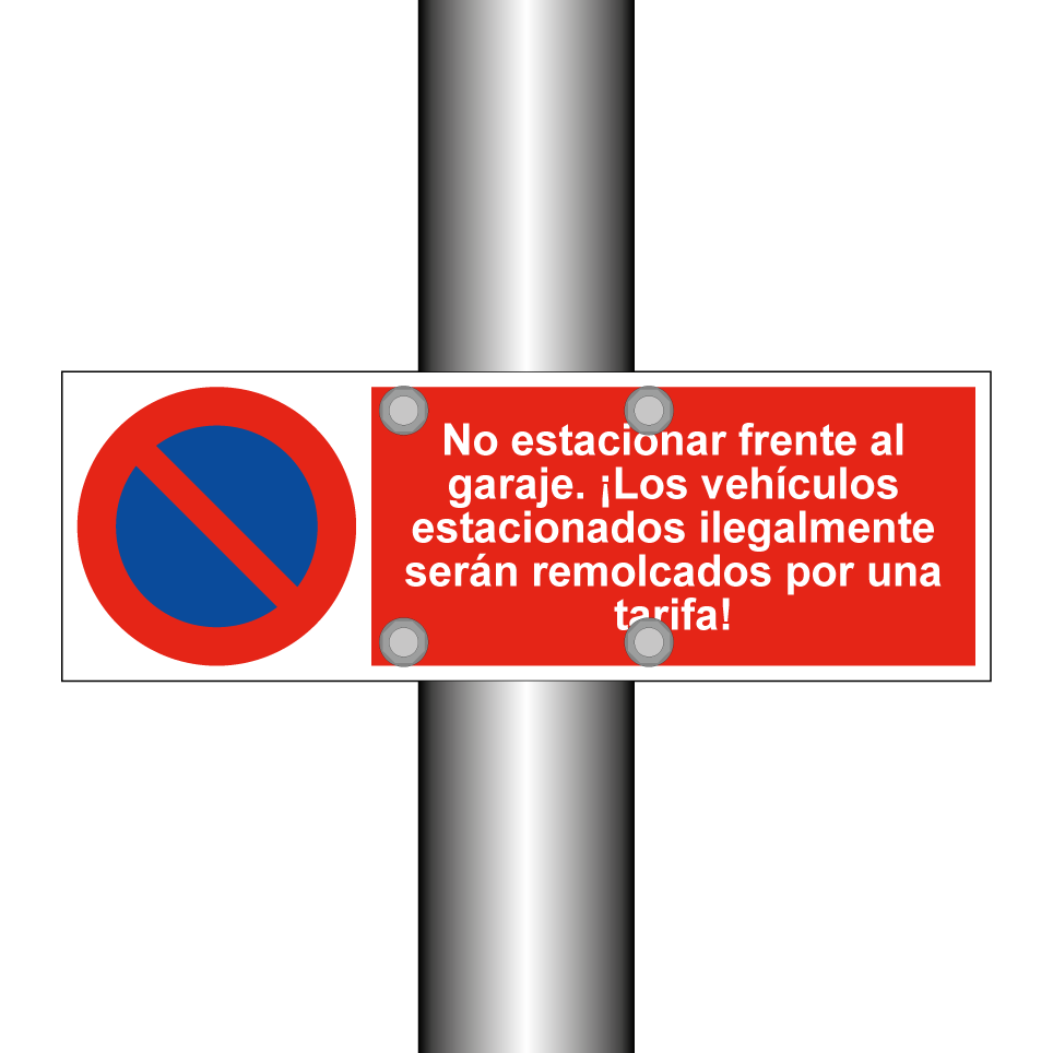No estacionar frente al garaje. ¡Los vehículos estacionados ilegalmente serán remolcados por una tarifa!