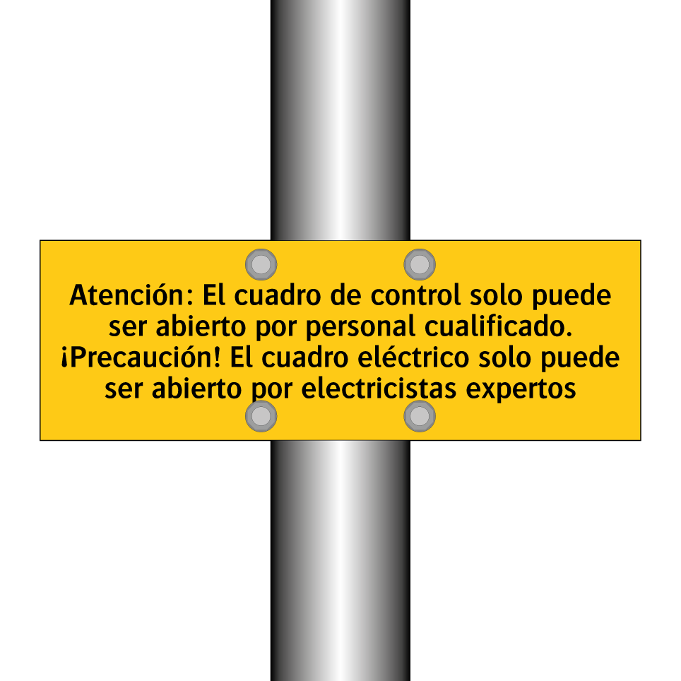 Atención: El cuadro de control solo puede ser abierto por personal cualificado. ¡Precaución! El cuadro eléctrico solo puede ser abierto por electricistas expertos