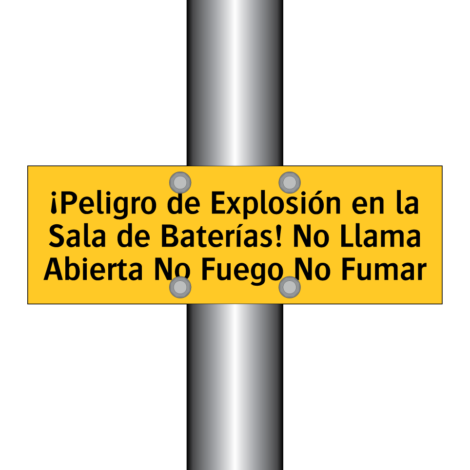 ¡Peligro de Explosión en la Sala de Baterías! No Llama Abierta No Fuego No Fumar