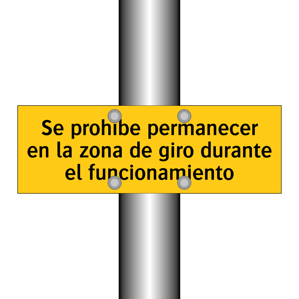 Se prohíbe permanecer en la zona de giro durante el funcionamiento