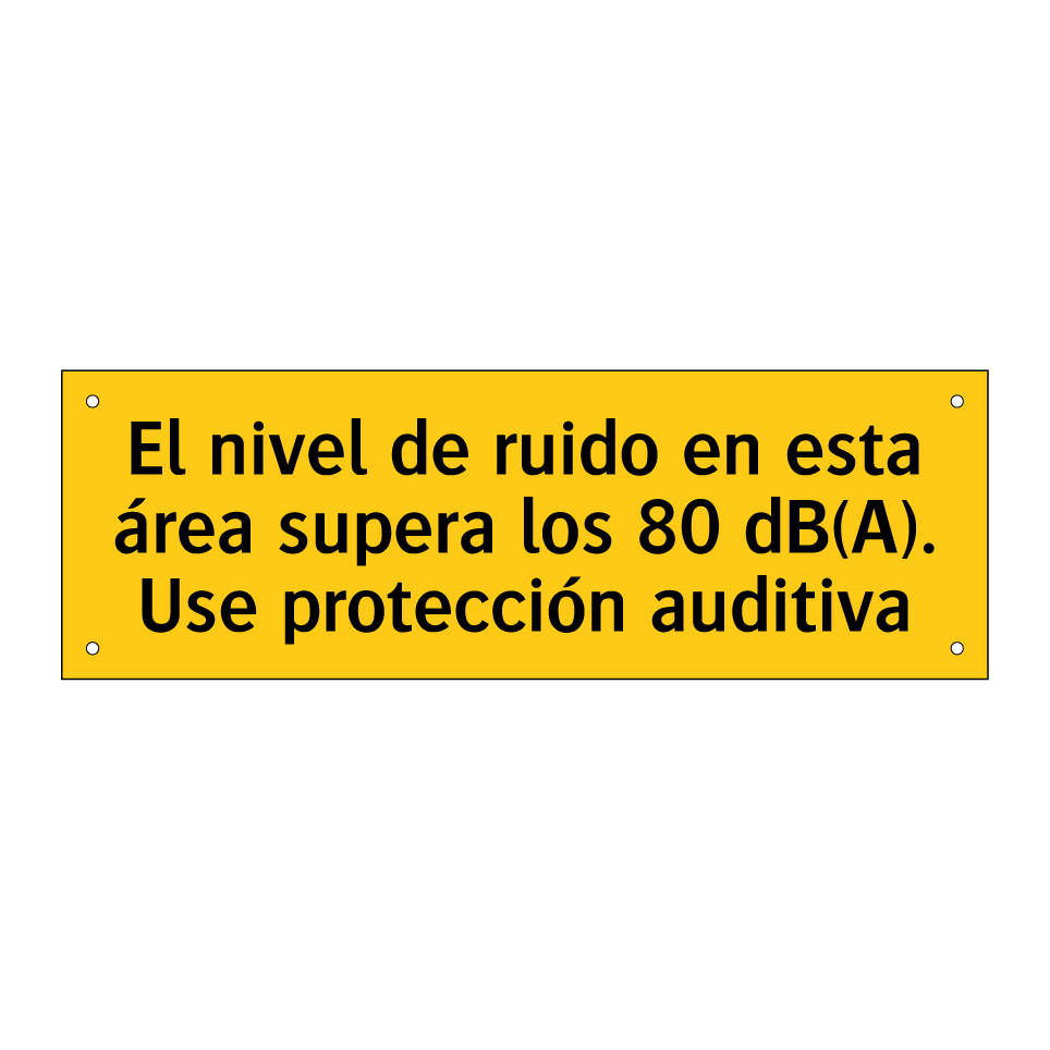 El nivel de ruido en esta área supera los 80 dB(A). Use protección auditiva