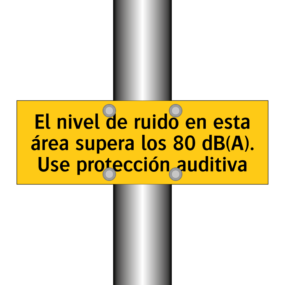 El nivel de ruido en esta área supera los 80 dB(A). Use protección auditiva