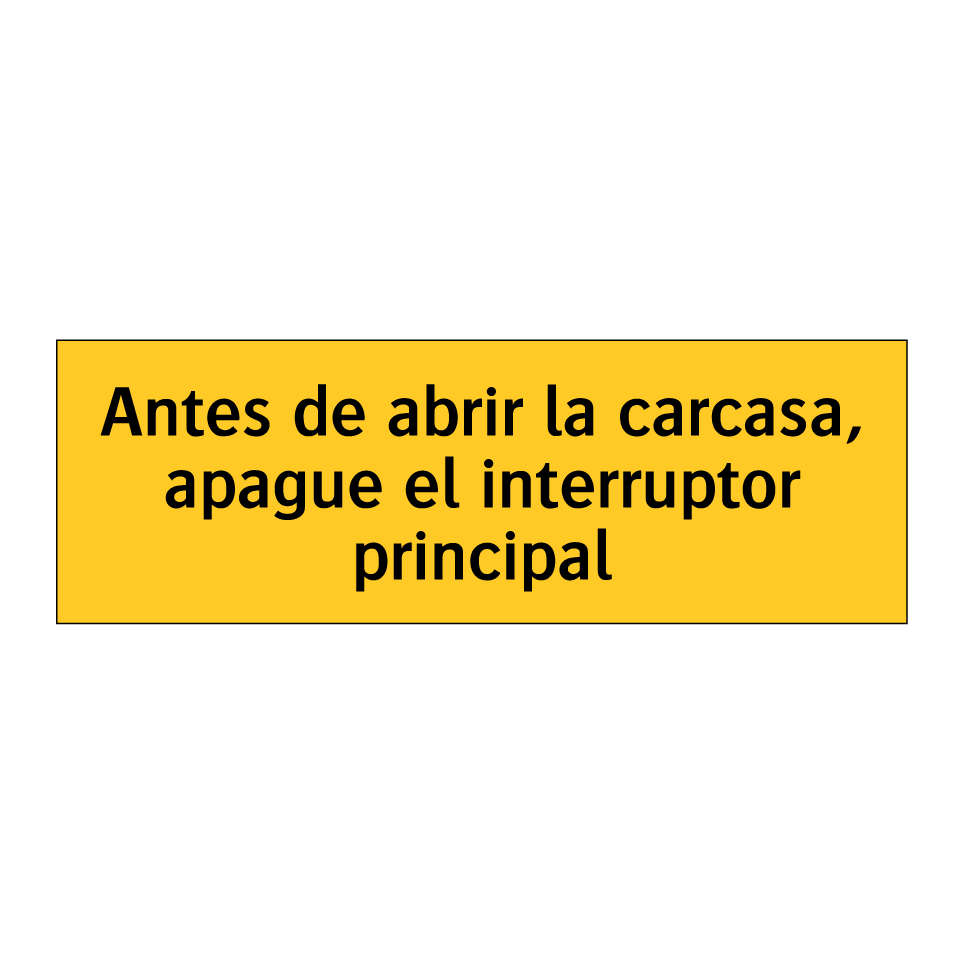 Antes de abrir la carcasa, apague el interruptor principal