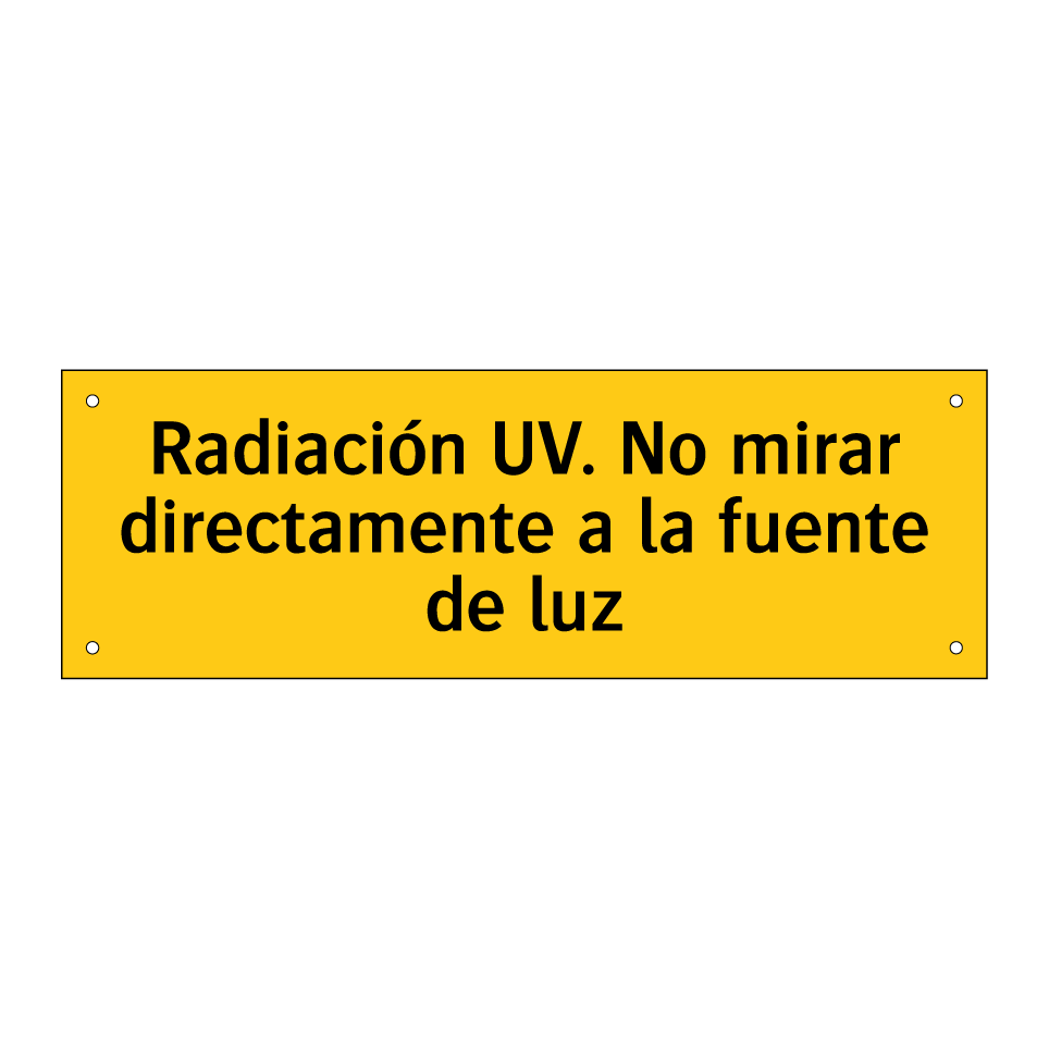 Radiación UV. No mirar directamente a la fuente de luz