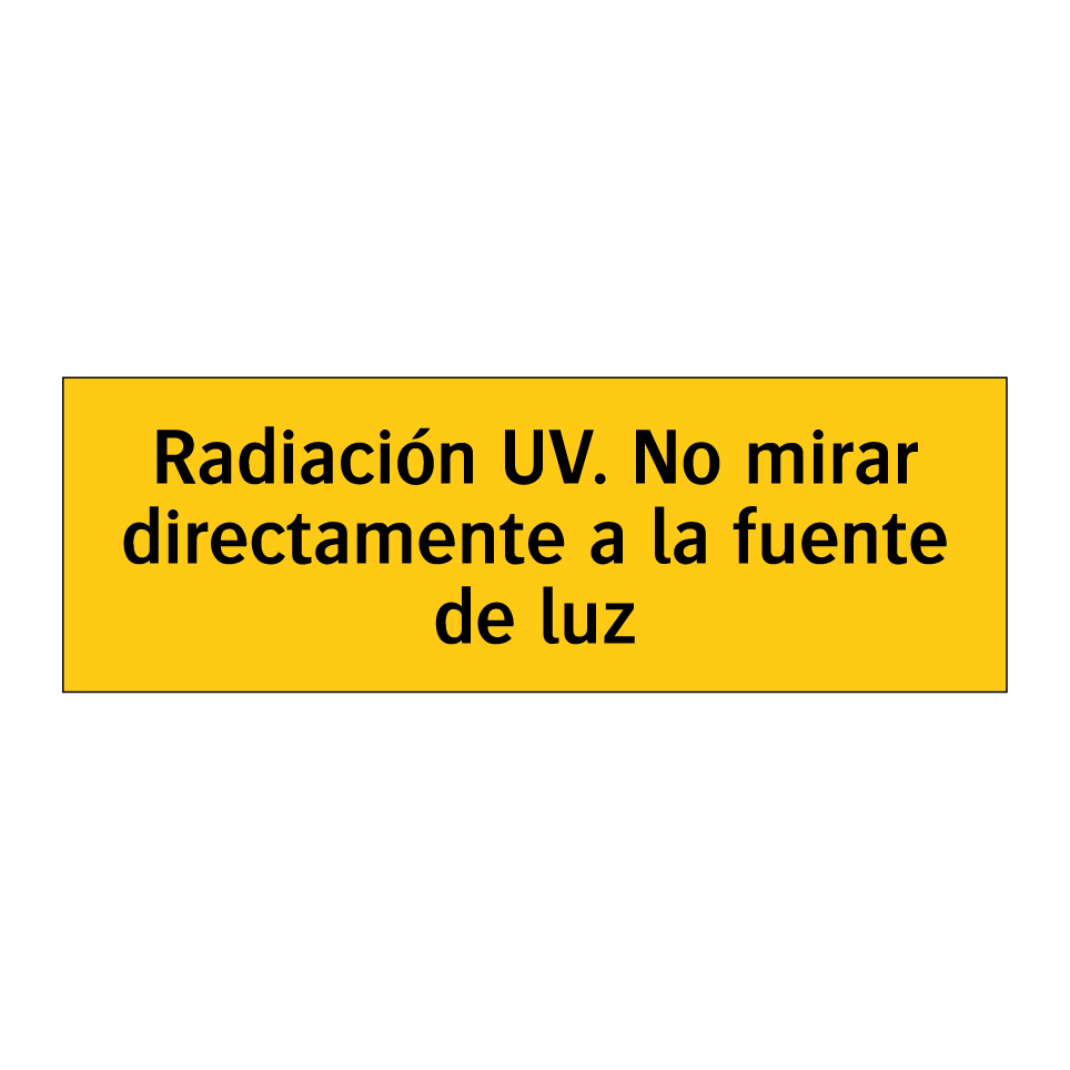 Radiación UV. No mirar directamente a la fuente de luz