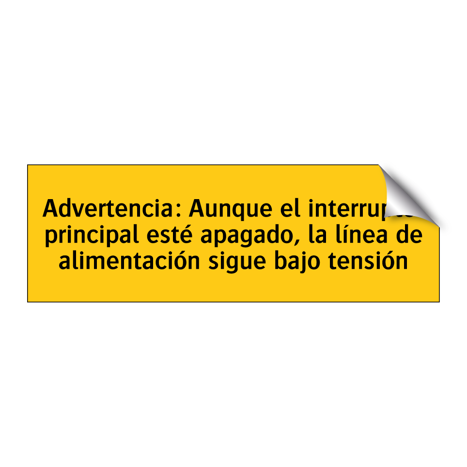 Advertencia: Aunque el interruptor principal esté apagado, la línea de alimentación sigue bajo tensión